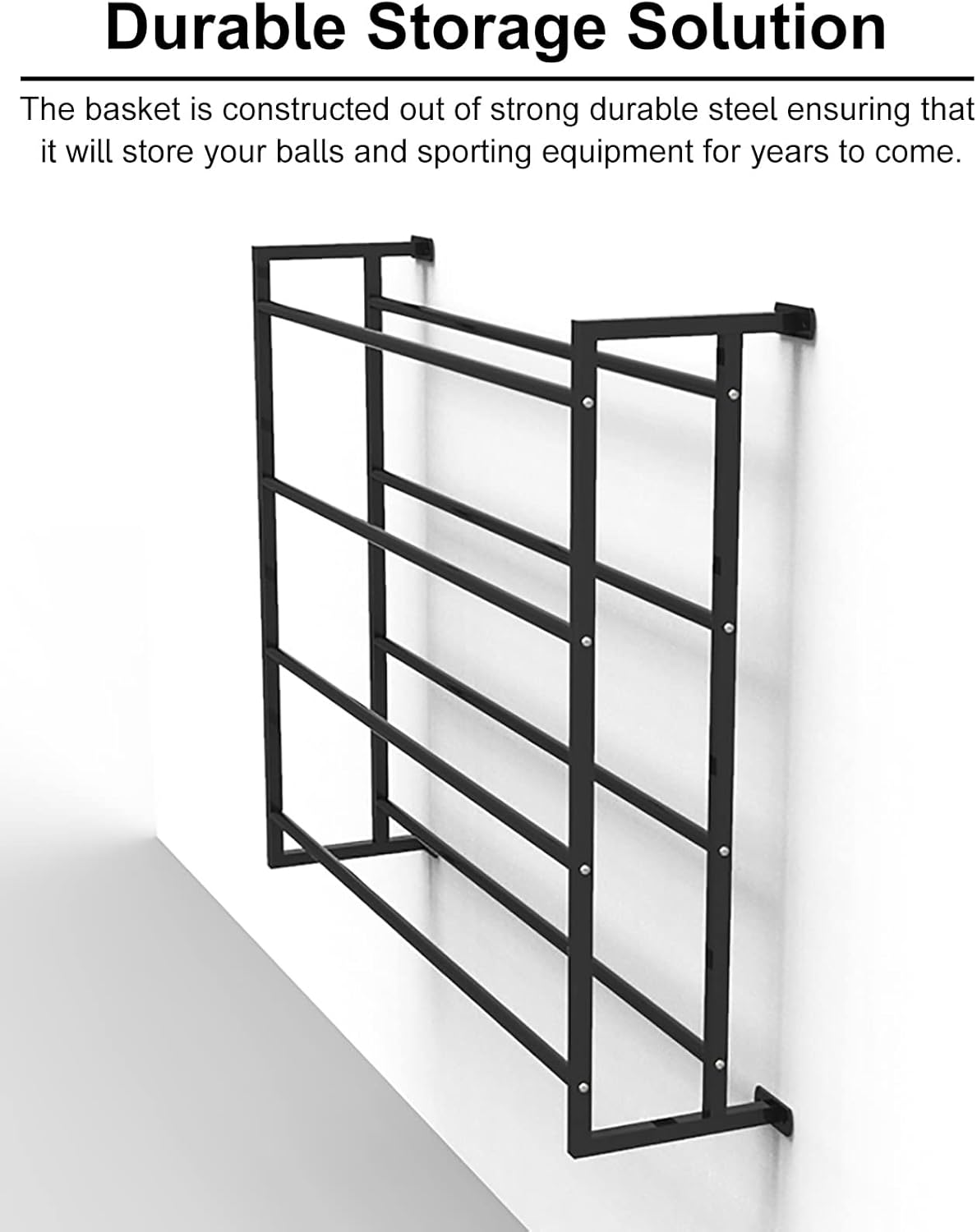 BRAND, CATEGORY, STORAGE RACKS, WWTT, Garage Storage Large Capacity Basketball Storage Holder, Heavy-Duty Wall Mounted Metal Organizer Rack for Gym School Basement Garage, Sport Training Equipment Organizer