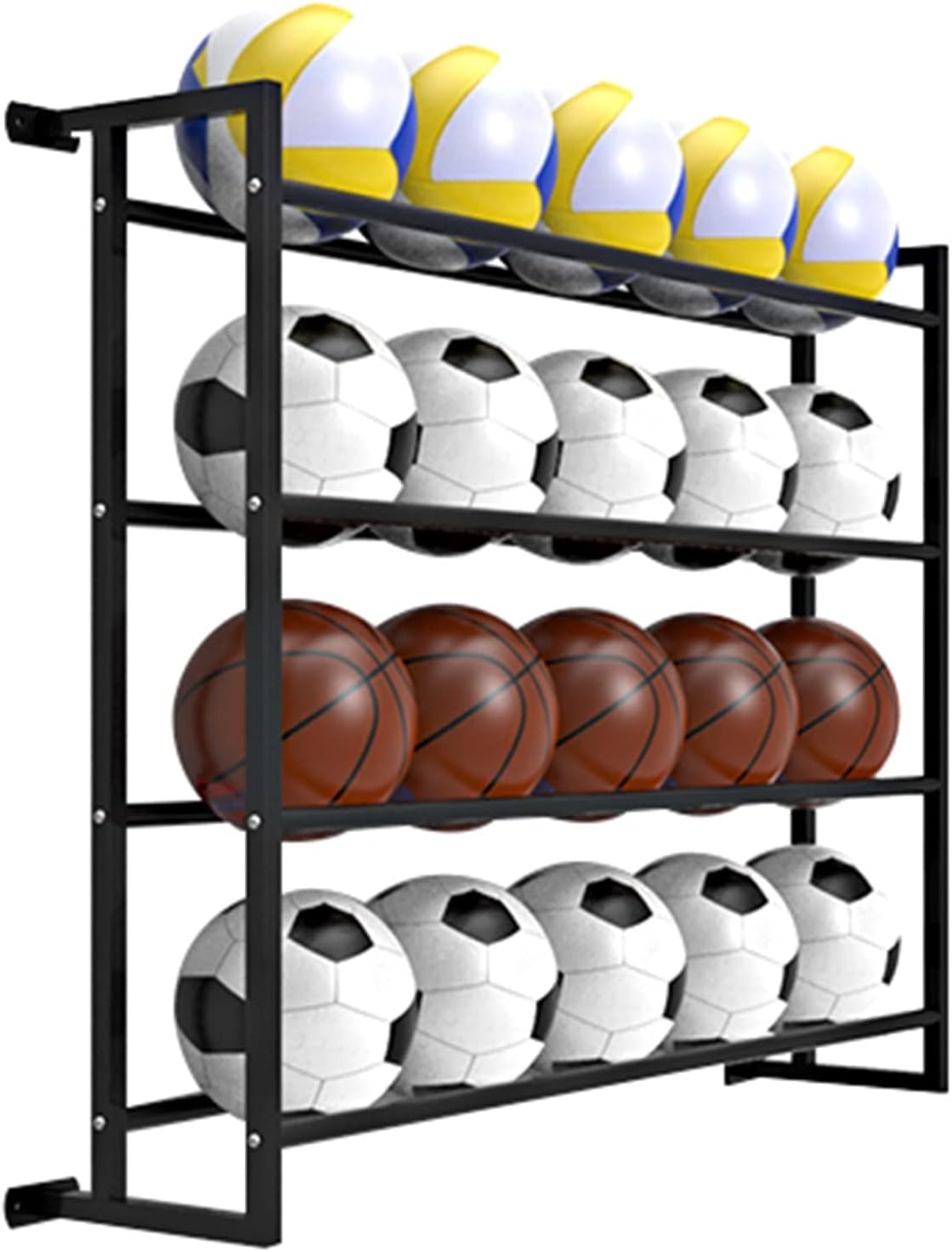 BRAND, CATEGORY, STORAGE RACKS, WWTT, Garage Storage Large Capacity Basketball Storage Holder, Heavy-Duty Wall Mounted Metal Organizer Rack for Gym School Basement Garage, Sport Training Equipment Organizer