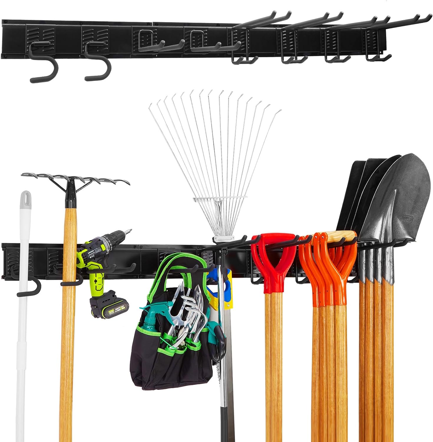 BRAND, CATEGORY, HOOKS, TETUJU, Garage Tool Organizer Wall Mount with 8 Removable Heavy Duty Garage Hooks, Garage Organization and Storage, Garden Tool Organizer, Shovel and Rake Hangers Yard Tool Rack,Rack Hold Up to 424lbs.