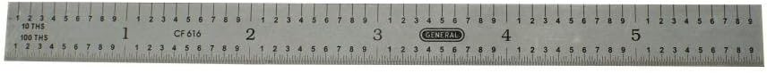 BRAND, CATEGORY, GENERAL TOOLS, RULERS, General Tools CF616 Flexible Industrial Straight Edge Ruler, Satin Chrome