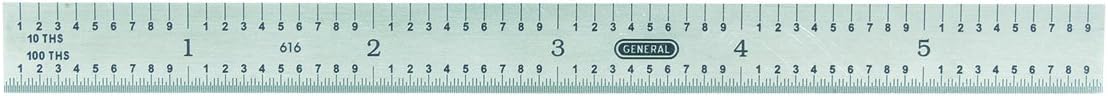 BRAND, CATEGORY, GENERAL TOOLS, RULERS, General Tools Stainless Steel 6-Inch Flexible Industrial Straight Edge Ruler, 1/32, 1/64, 1/10, 1/100 Graduations