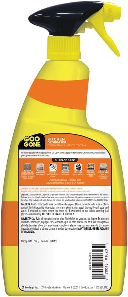 BRAND, CATEGORY, DEGREASERS, GOO GONE, Goo Gone Degreaser - Removes Kitchen Grease, Grime and Baked-on Food - 14 Fl. Oz. - 2047