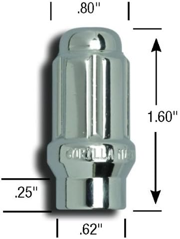 BRAND, CATEGORY, GORILLA, LUG NUTS, Gorilla Automotive 21133ET Extended Thread Small Diameter Lug Nut – 12-Millimeter by 1.5 Thread Size – Pack of 20