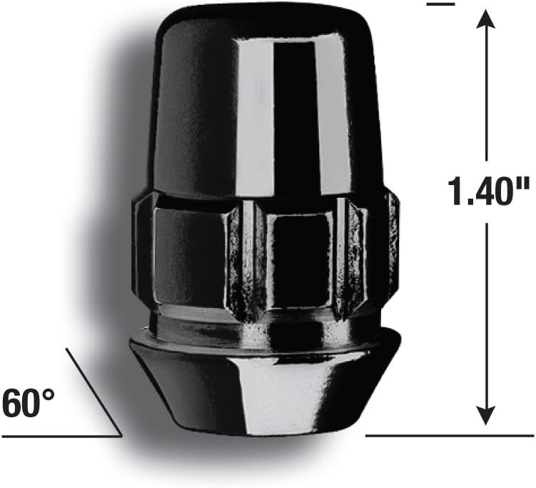 BRAND, CATEGORY, GORILLA, LUG NUTS, Gorilla Automotive 71633NBC "The System" Acorn Black Chrome Wheel Locks (12mm x 1.50 Thread Size) - For 5 Lug Wheels