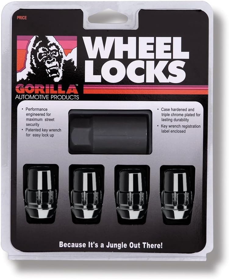 BRAND, CATEGORY, GORILLA, WHEEL LOCKS, Gorilla Automotive 71681NBC Acorn Black Chrome Wheel Locks (1/2" Thread Size)