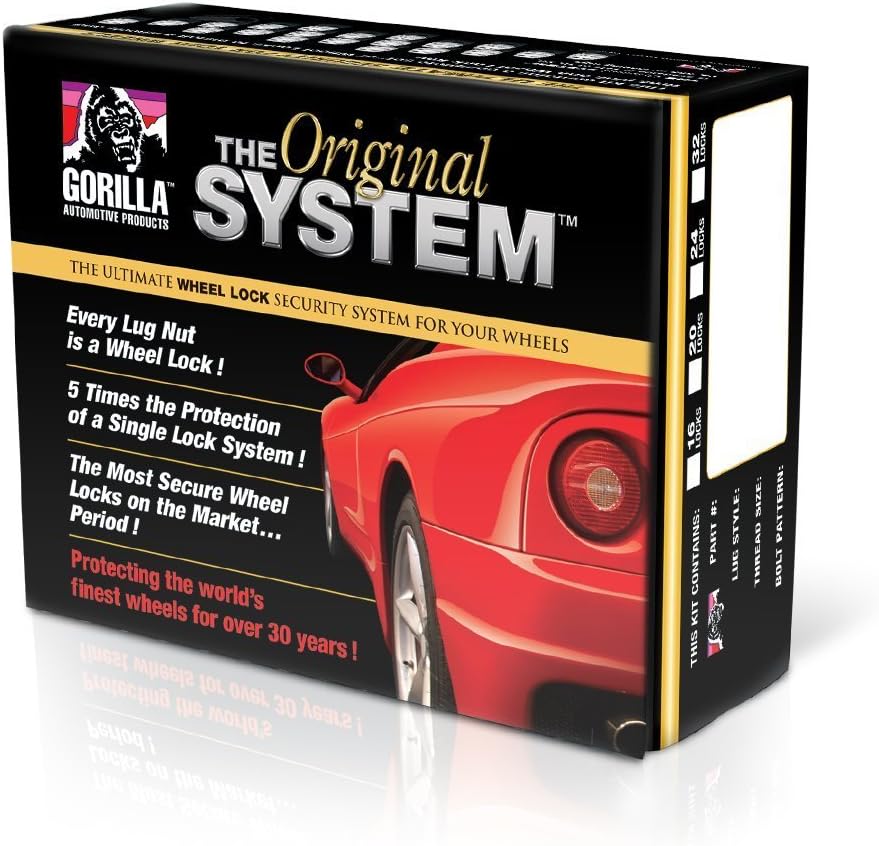 BRAND, CATEGORY, GORILLA, LUG NUTS, Gorilla Automotive 71633NBC "The System" Acorn Black Chrome Wheel Locks (12mm x 1.50 Thread Size) - For 5 Lug Wheels