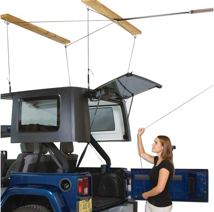 BRAND, CABINETS & STORAGE SYSTEMS, CATEGORY, HARKEN, HARKEN - Truck Cap Overhead Garage Storage Hoist, Self-Leveling, Safe Anti-Drop System, Easy One-Person Operation, Smart Garage Organization