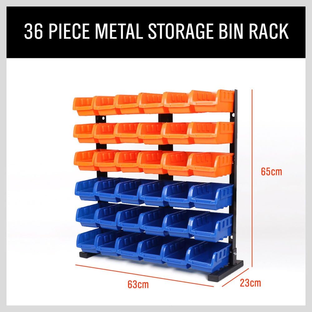 BRAND, CABINETS & STORAGE SYSTEMS, CATEGORY, HORUSDY, HORUSDY Storage Bins Parts Rack 36Pcs Bin Organizer Garage Plastic Shop Tool, Tools for Men Tools Gif