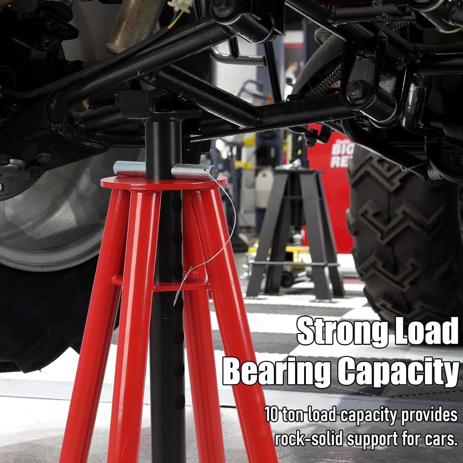 BRAND, CATEGORY, JACK STANDS, TOWALLMARK, Heavy Duty Car Jack Stand, Pin Type Adjustable Height Automotive Jack Stands with Lock, 10 Ton Load Capacity, Red, 1 Pair