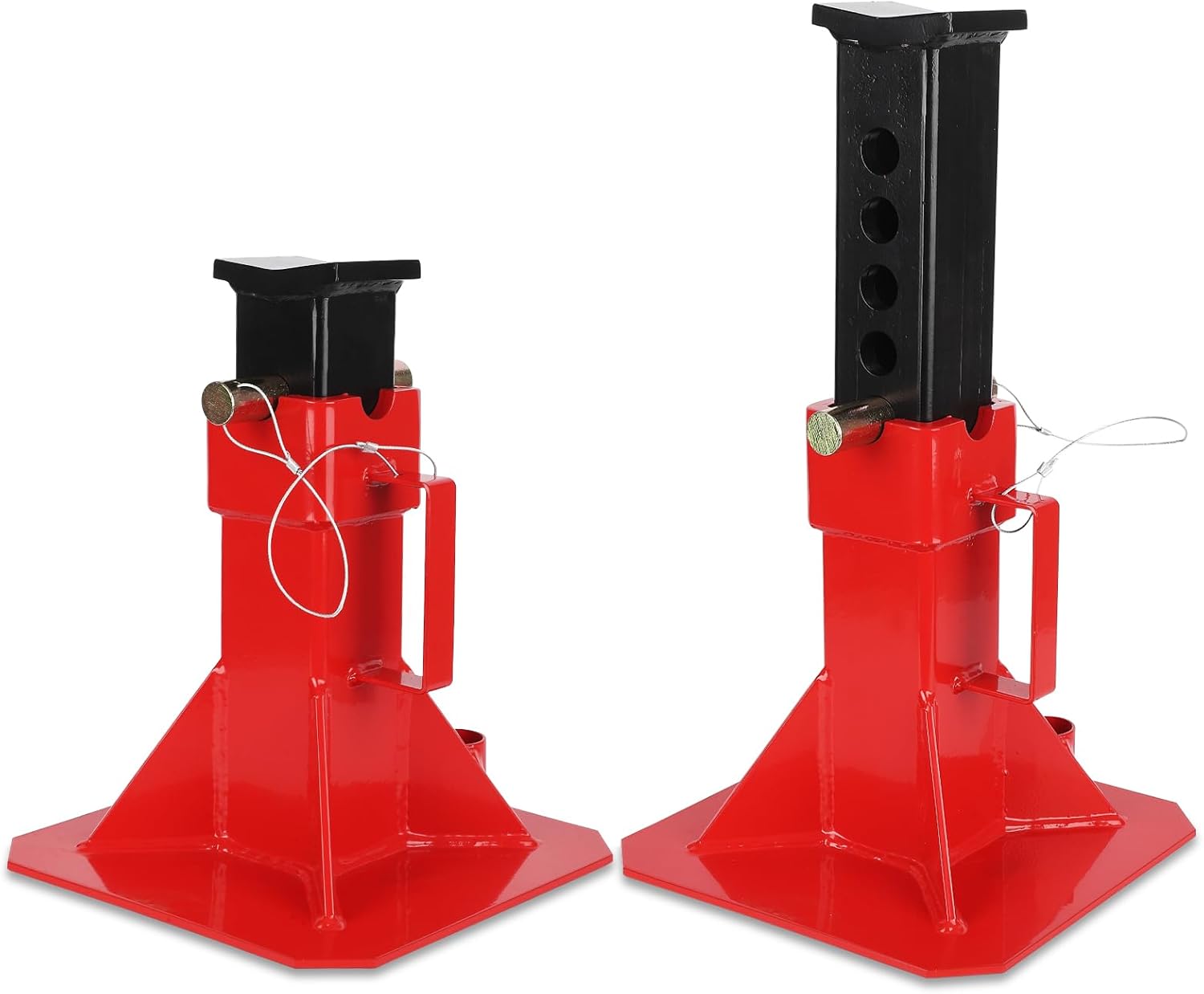 BRAND, CATEGORY, JACK STANDS, PIONEERWORKS, PioneerWorks Heavy Duty Car Jack Stand, Heavy Duty Pin Type Professional Car Jack Stand with Lock, Automotive Jack Stands, Adjustable Height 11"-18", 12 Ton (26,400 Lb) Capacity, Red, 1 Pair