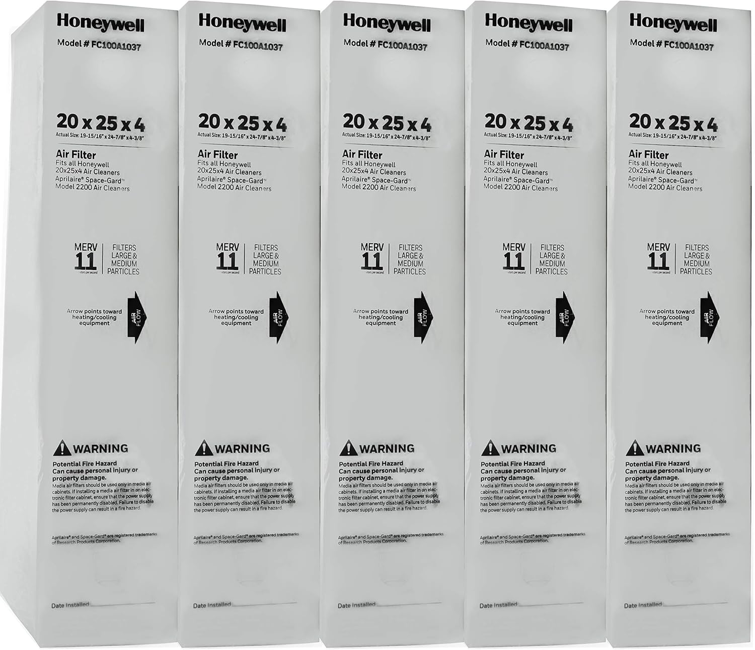 BRAND, CATEGORY, FURNACE FILTERS, HONEYWELL, Honeywell FC100A1037-5 20" x 25" Merv 11 Filter Media (Pack of 5)