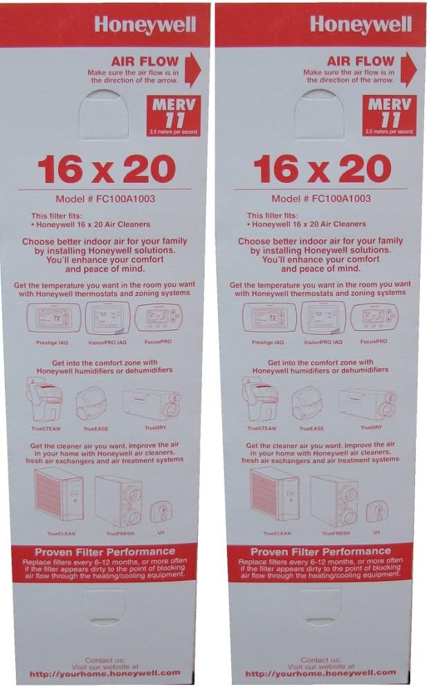 BRAND, CATEGORY, FURNACE FILTERS, HONEYWELL, Honeywell Replacement Media - FC100A1003 - 16" x 4" x 20" - 2-Pack