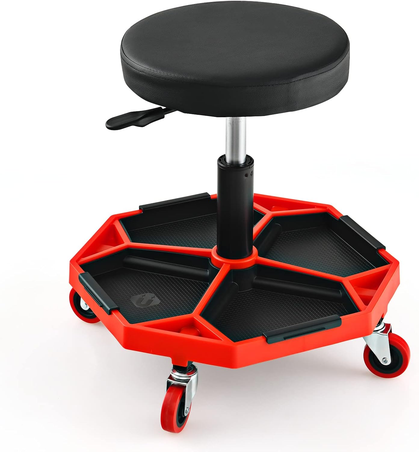 BRAND, CATEGORY, CREEPERS, IRONMAX, IRONMAX Rolling Mechanic Stool, Adjustable Shop Stool Creeper Seat with Removable Tool Tray, Padded Cushion, Universal Wheels, Heavy Duty Pneumatic Creeper Garage Workshop Stool, 330 LBS Max Load