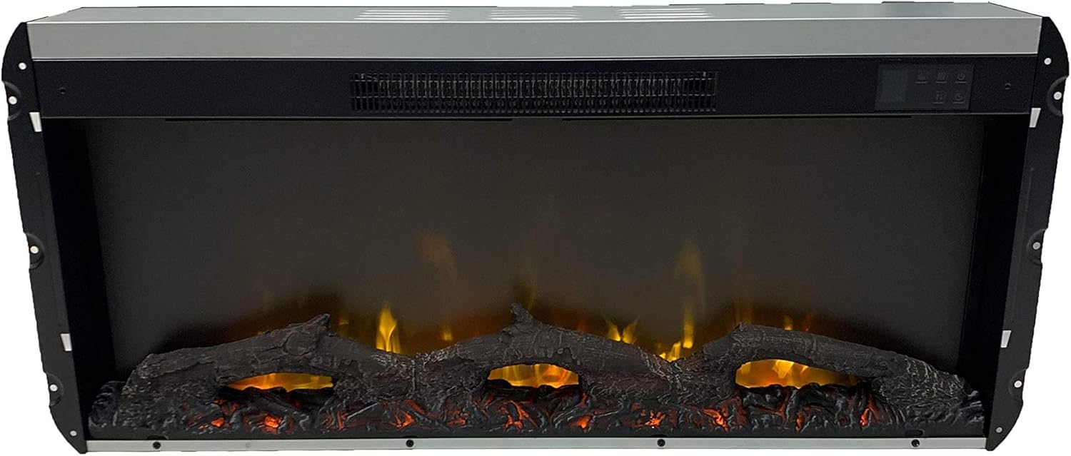 BRAND, CATEGORY, ELECTRIC FIREPLACES, TIARA, Innoflame Fireplace Electric 36" Flat Front Log Bed w/Remote Control (Black)