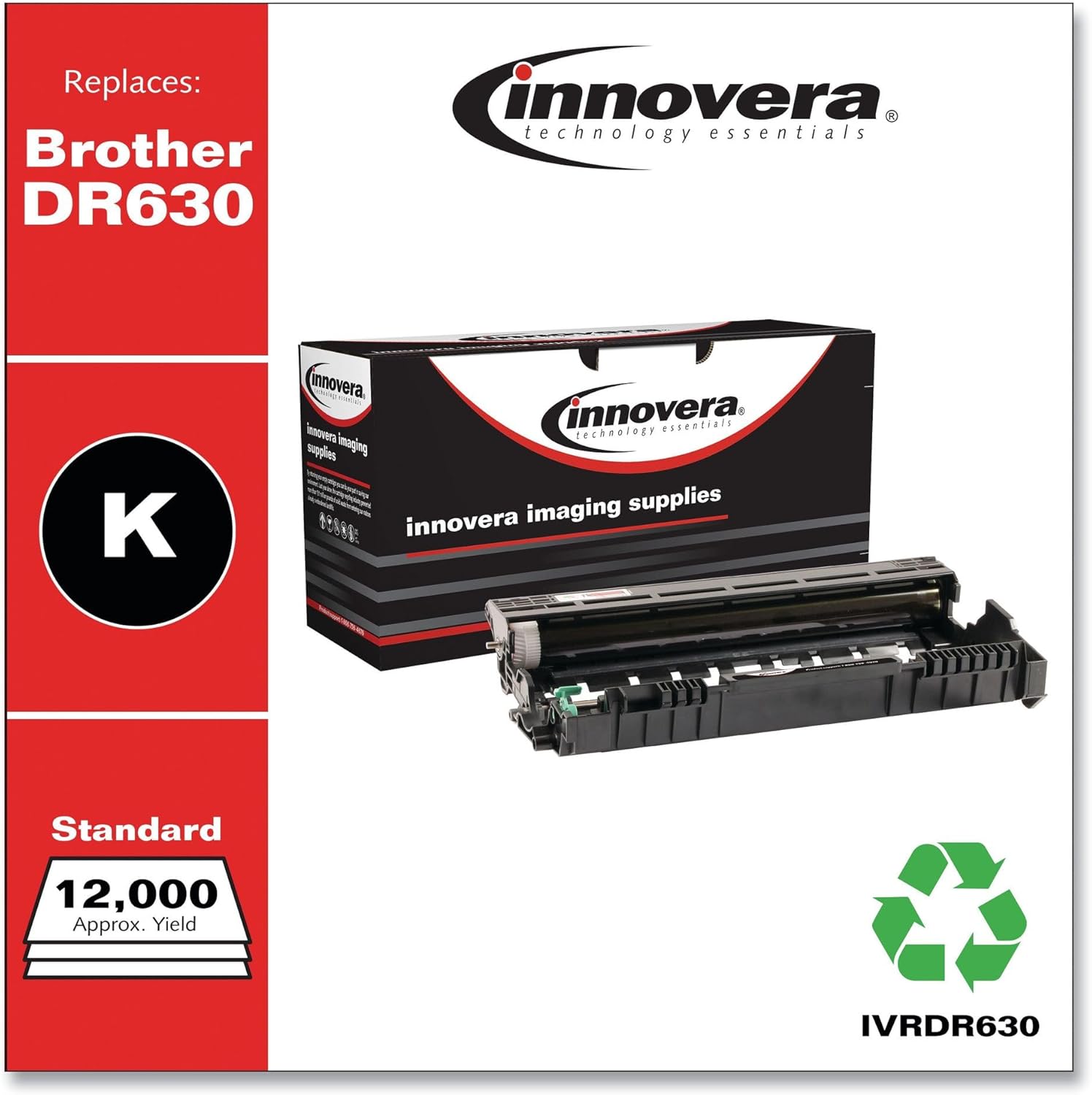 BRAND, CATEGORY, HOOKS, INNOVERA, Innovera Remanufactured Black Drum Unit, Replacement for DR630, 12,000 Page-Yield