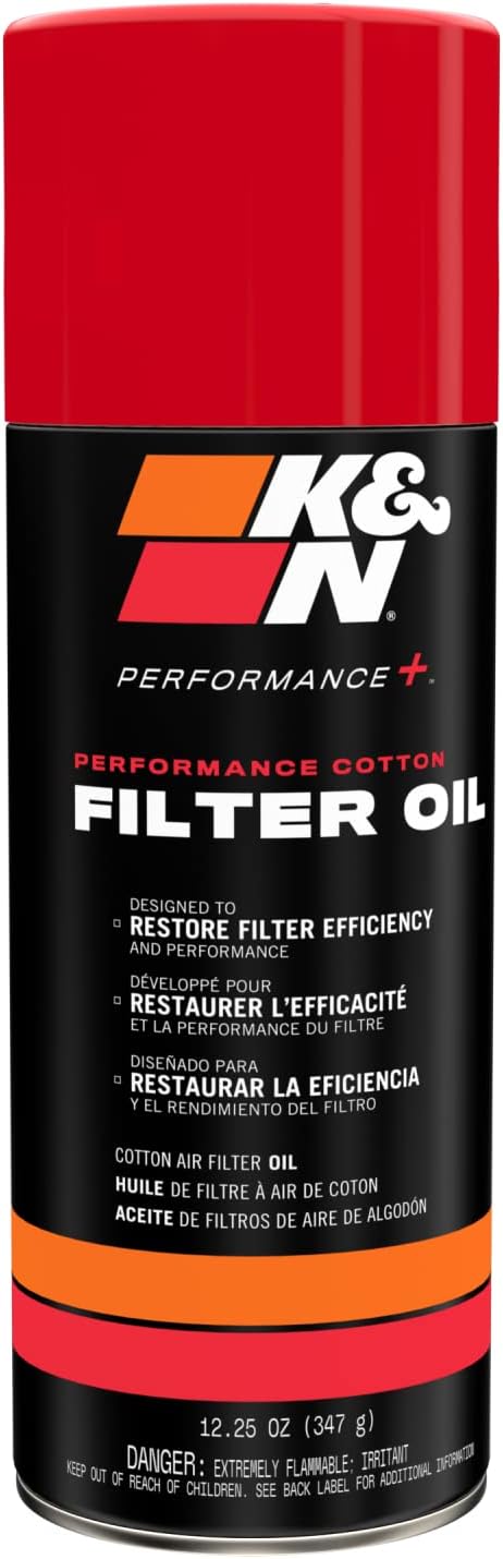 AIR FILTER CLEANING PRODUCTS, BRAND, CATEGORY, K&N, K&N Air Filter Oil: Aerosol; Restore Engine Air Filter Performance and Efficiency, 99-0516, 347g(12.25 Oz), Black