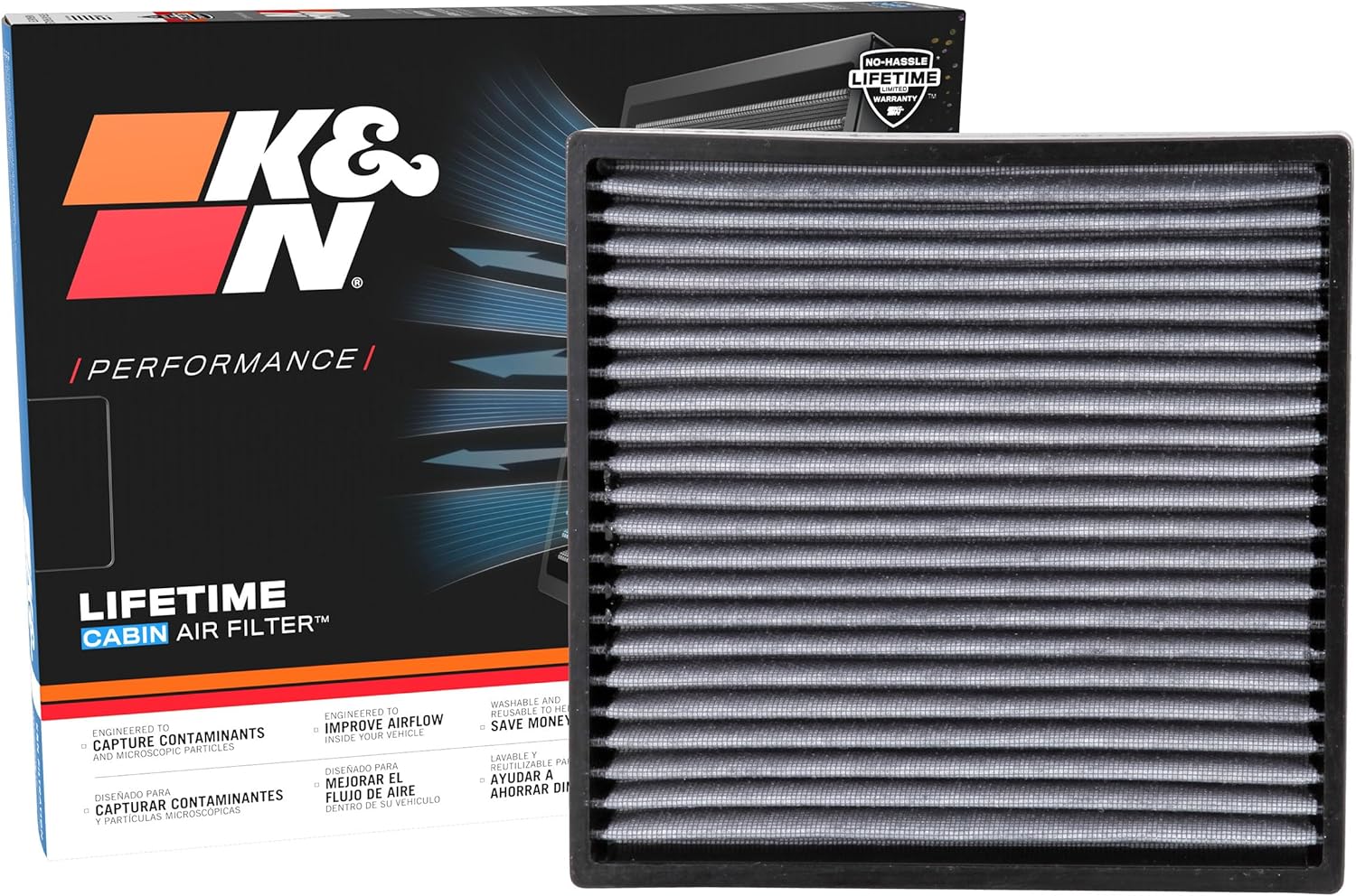 AIR FILTERS, BRAND, CATEGORY, K&N, K&N Cabin Air Filter: Premium, Washable, Clean Airflow to your Cabin Air Filter Replacement: Designed For Select 2003-2023 Honda/Acura Vehicle Models, VF2001, 9.6"L x 2.1"W x 11.4"Th