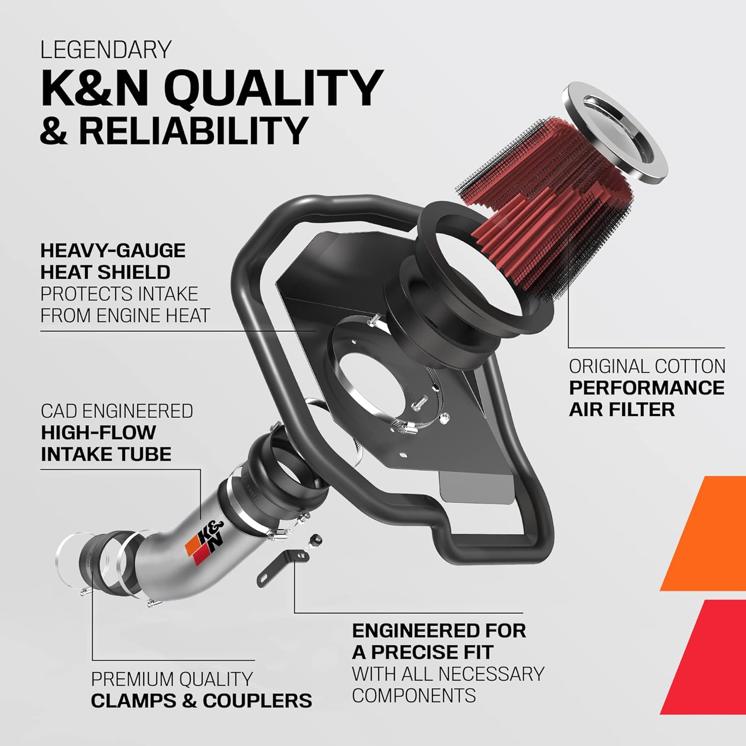 BRAND, CATEGORY, K&N, RAM AIR KIT, K&N Cold Air Intake Kit: Increase Acceleration & Towing Power, Guaranteed to Increase Horsepower up to 15HP: Compatible with 5.4L, V8, 2004-2008 Ford/Lincoln (F150, Expedition, Mark LT), 57-2556