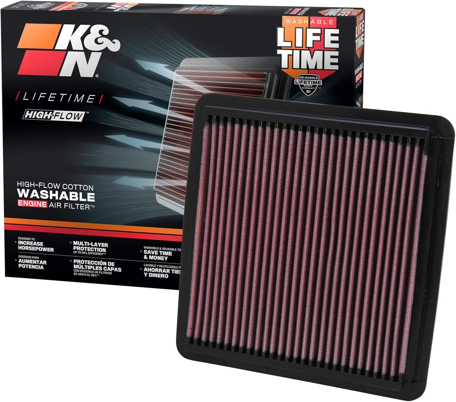 AIR FILTERS, BRAND, CATEGORY, K&N, K&N Engine Air Filter: Increase Power & Acceleration, Washable, Replacement Car Air Filter: Compatible 2003-2019 Subaru H4/H6 1.5/2.0/2.5/3.6L (Forester, Legacy, Outback, Impreza, WRX, Levorg),33-2304