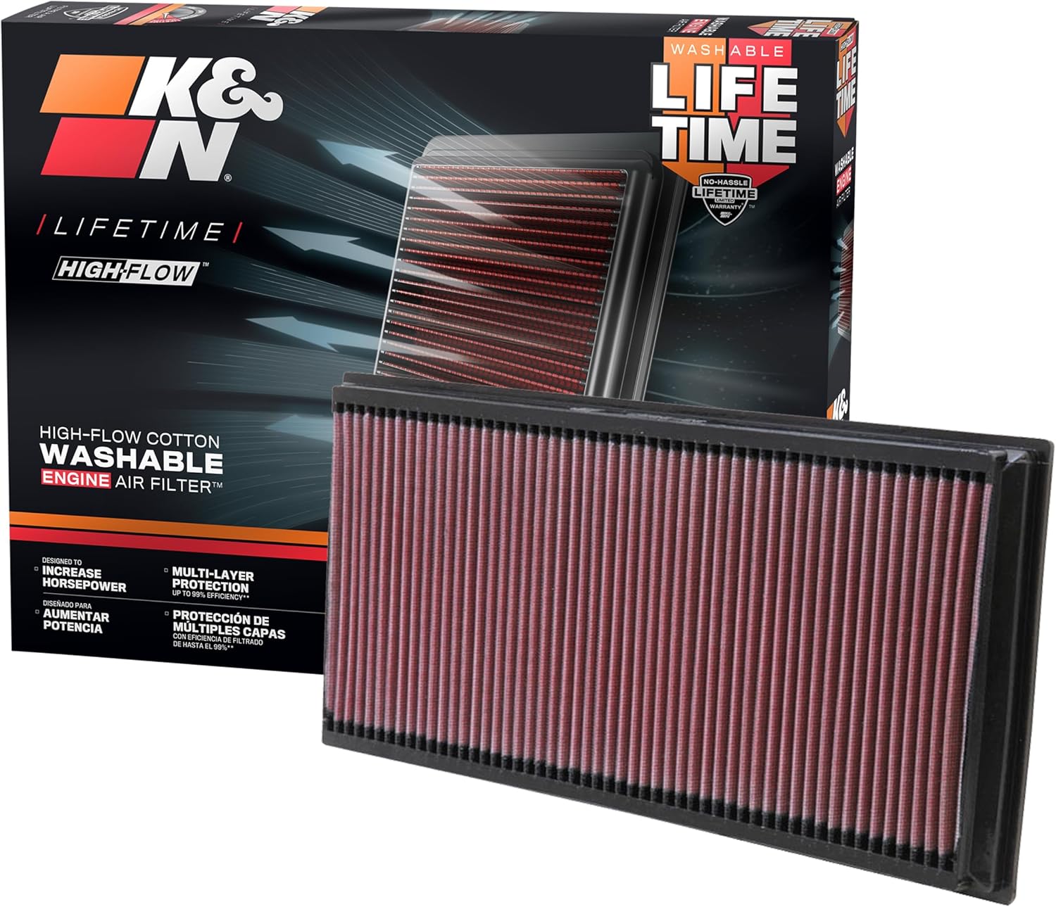 AIR FILTERS, BRAND, CATEGORY, K&N, K&N Engine Air Filter: Increase Power & Acceleration, Washable, Replacement Car Air Filter: Compatible with 2002-2019 Porsche/Volkswagen/Audi/Land Rover SUV (Cayenne, Touareg, Q7, Range Rover),33-2857