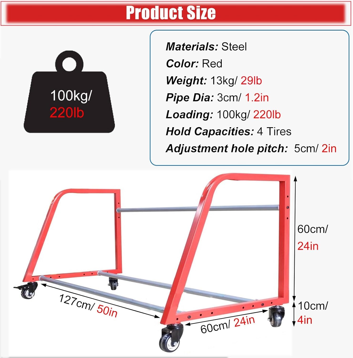 BRAND, CATEGORY, LOBUNS, STORAGE RACKS, Tire Garage Storage Holder Rolling Storage Rack for Garage Organization, Adjustable Wheel Organizer Holder, Space-Saving Tire Organizer Cart for Semi Tire/Spare Tire/Seasonal Tires