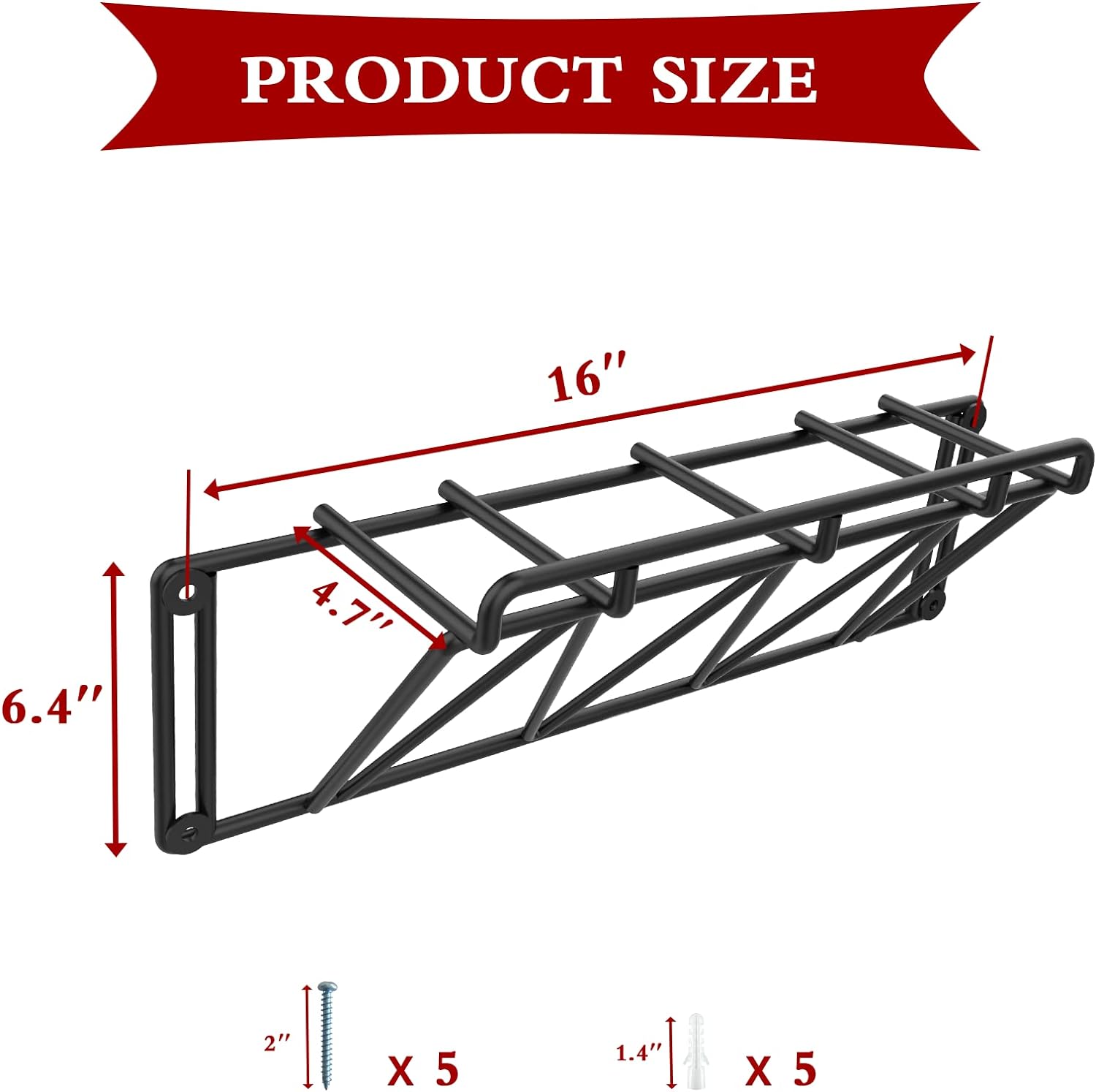 BRAND, CATEGORY, HOMYDOM, HOOKS, Ladder Hooks For Garage Organization,Ladder Hanger,Ladder Storage Hook,Ladder Hangers for Garage Organizer Wall Mount Ladder Rack Heavy Duty Metal Ladder Accessory, Wide 17 Inch (TZJTX425)