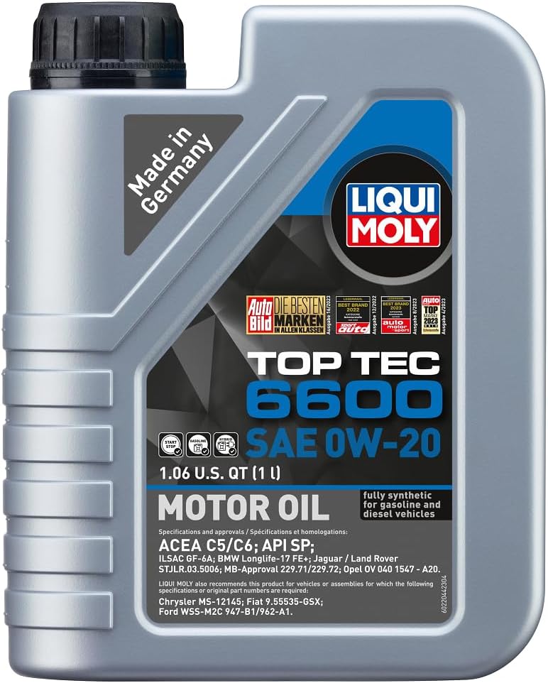 BRAND, CATEGORY, LIQUI MOLY, MOTOR OILS, Liqui Moly Top Tec 6600 SAE 0W-20 | 1 L | Synthesis technology motor oil | SKU: 22044