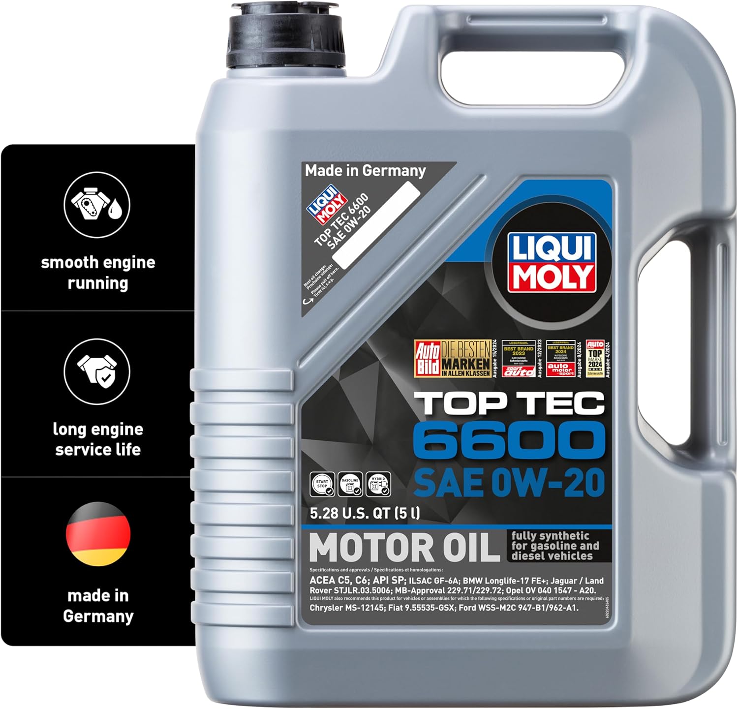 BRAND, CATEGORY, LIQUI MOLY, MOTOR OILS, Liqui Moly Top Tec 6600 SAE 0W-20 | Full Synthetic Motor Oil | 5 Liter | SKU: 22046