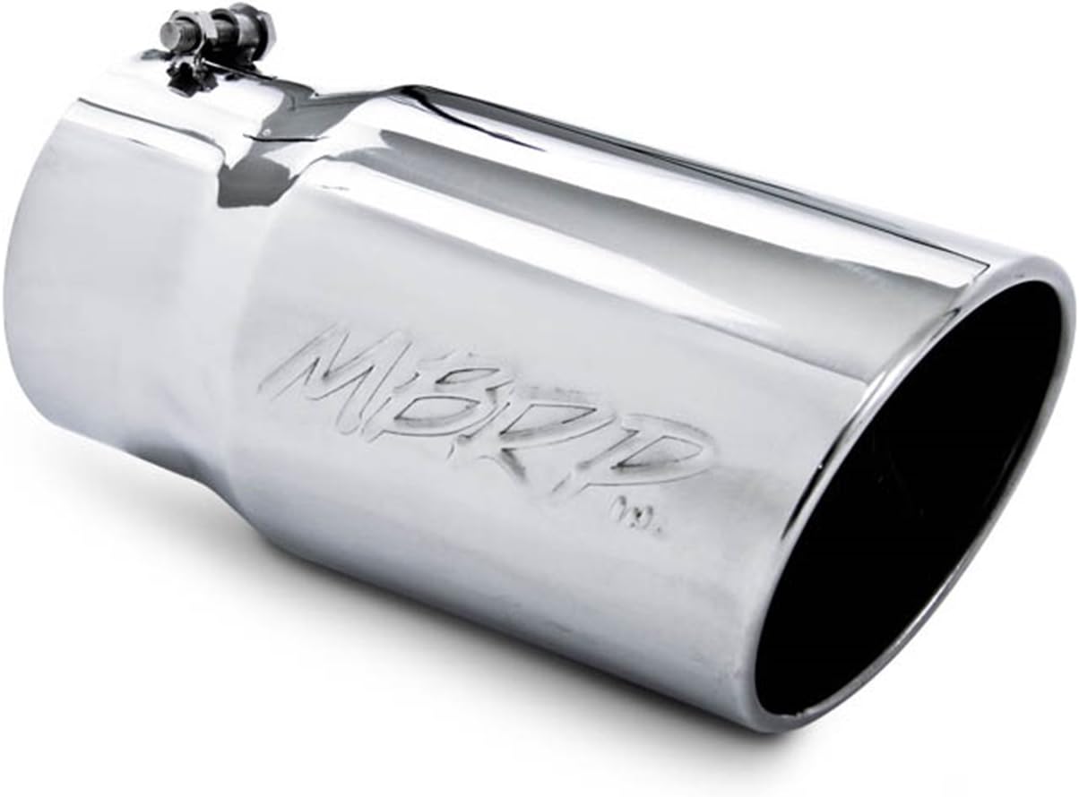 BRAND, CATEGORY, EXHAUST PIPES & TIPS, MBRP, MBRP T5075 6" O.D. 5" Inlet 12" Length T304 Stainless Steel Angled Rolled End Exhaust Tip