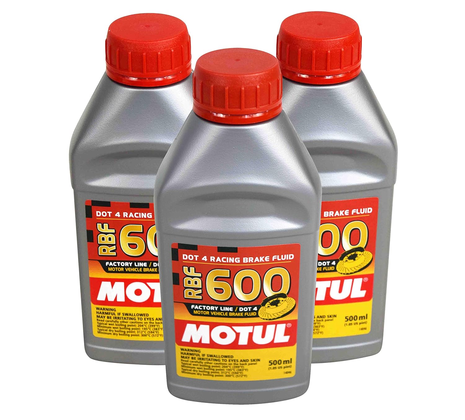 BRAKE FLUIDS, BRAND, CATEGORY, MOTUL, Motul MTL100949 8068HL RBF 600 Factory Line Dot-4 100 Percent Synthetic Racing Brake Fluid-500, 300. ml, 3 Pack