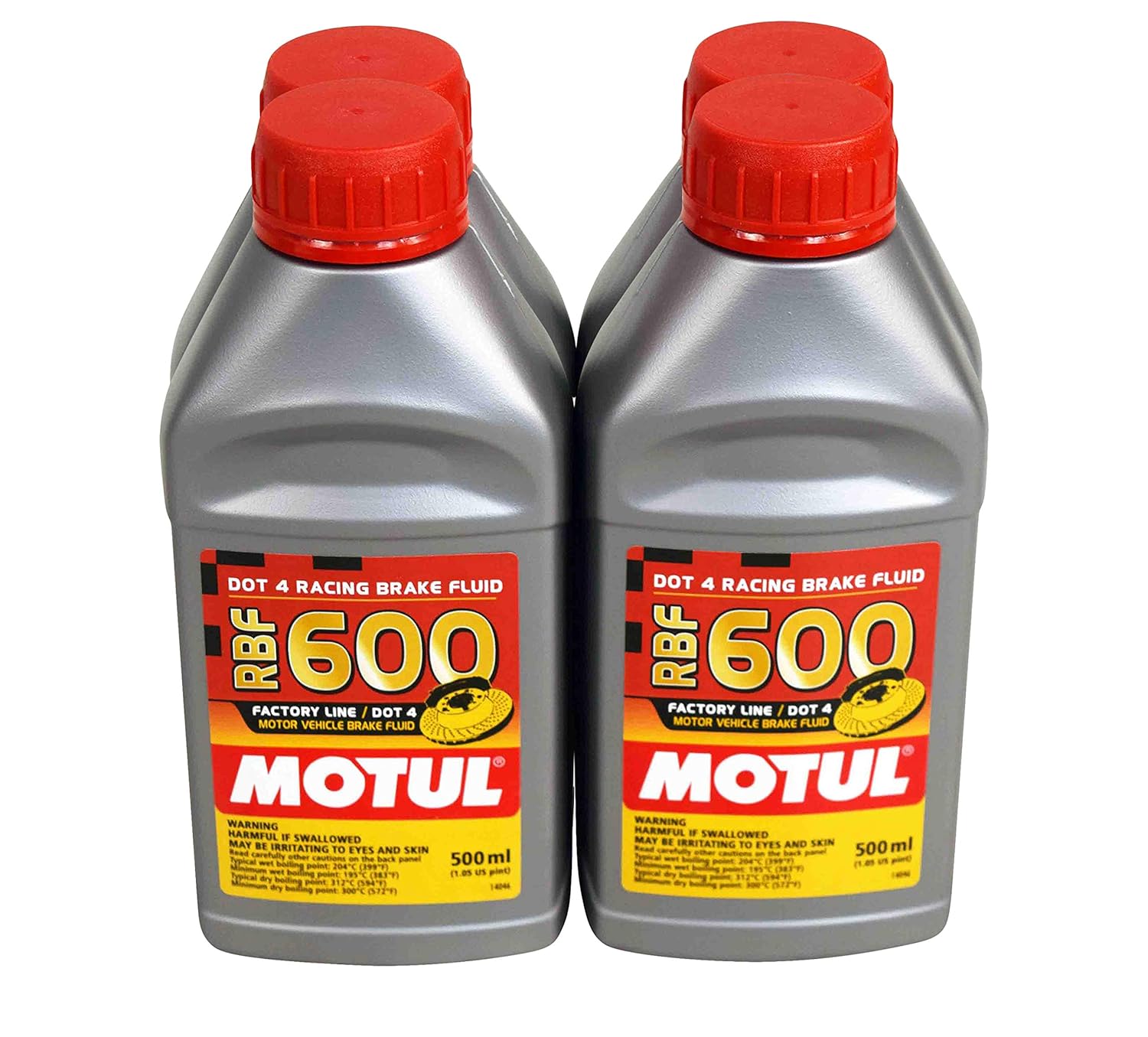 BRAKE FLUIDS, BRAND, CATEGORY, MOTUL, Motul MTL100949 8068HL RBF 600 Factory Line Dot-4 100 Percent Synthetic Racing Brake Fluid-500, 300. ml, 4 Pack