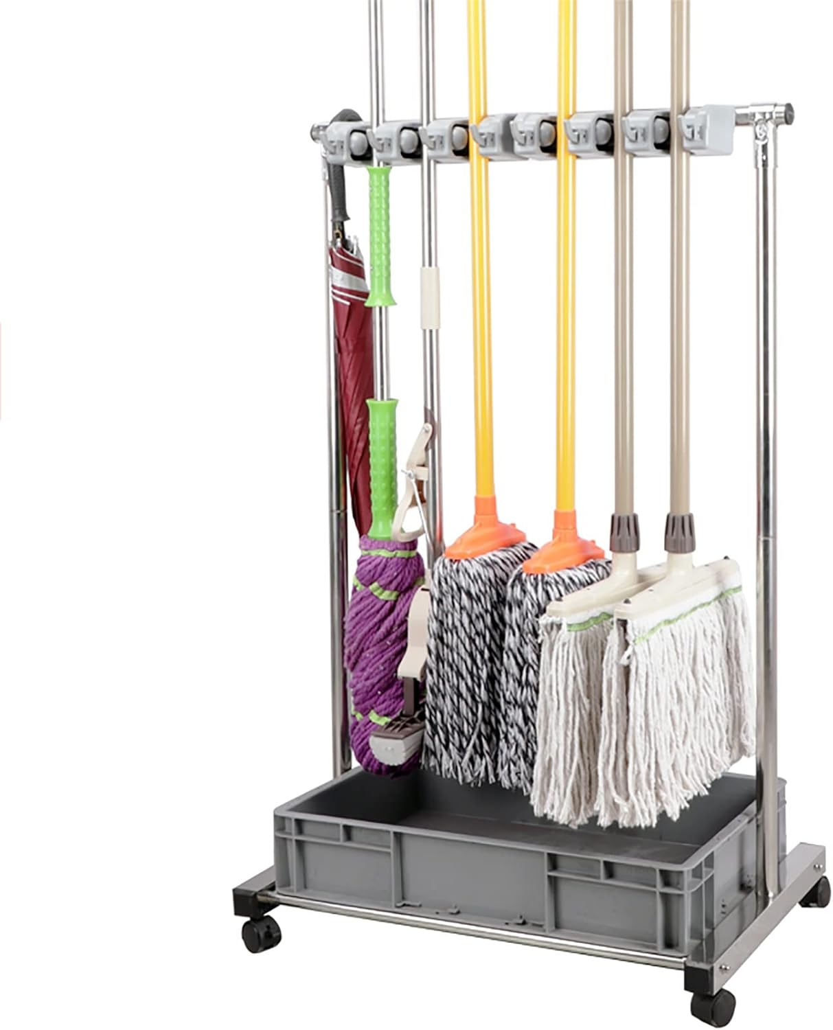 BRAND, CATEGORY, LYANHIU, STORAGE RACKS, Movable Hand Trucks Floor-Mounted Rack Broom and Mop Holder Movable Closet Cabinet Mobile Tool Corner Workshop Space for Garden Garage Organizer Kitchen,Restaurant,Business,Garages,Basements/