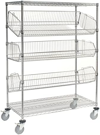 BRAND, CATEGORY, NEXEL, SHELVES, Nexel 5 Shelf Adjustable Mobile Wire Bin Rack, 48"W x 24"D x 69"H