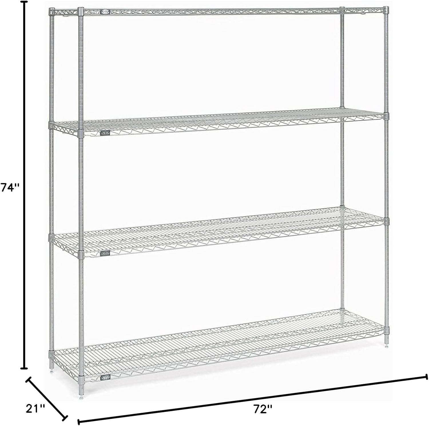 BRAND, CATEGORY, NEXEL, SHELVES, Nexel Chrome Wire Shelving, 72" W x 21" D x 74" H