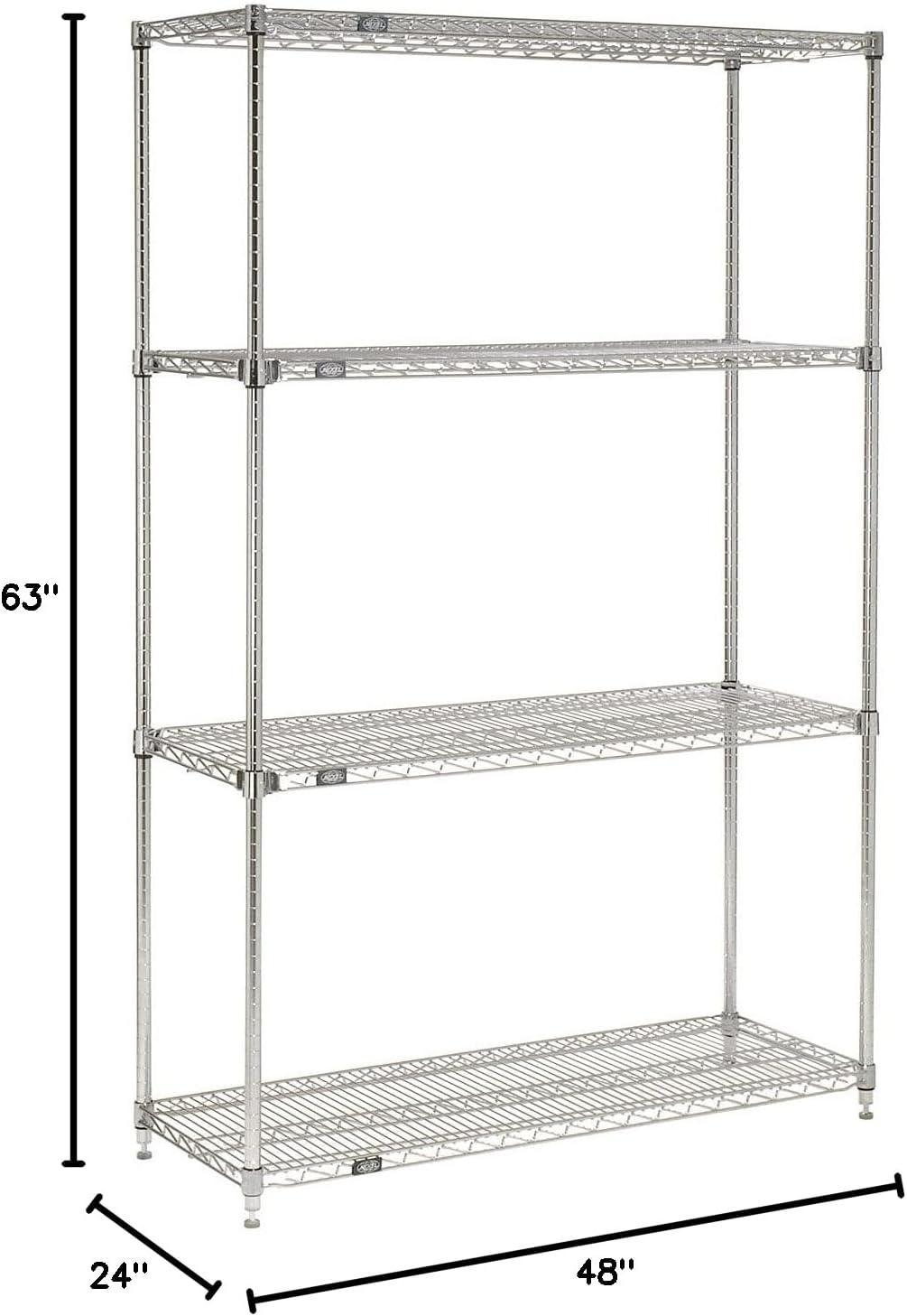 BRAND, CATEGORY, NEXEL, SHELVES, Nexel Quick Adjust Wire Shelving, Chrome, 48x24x63