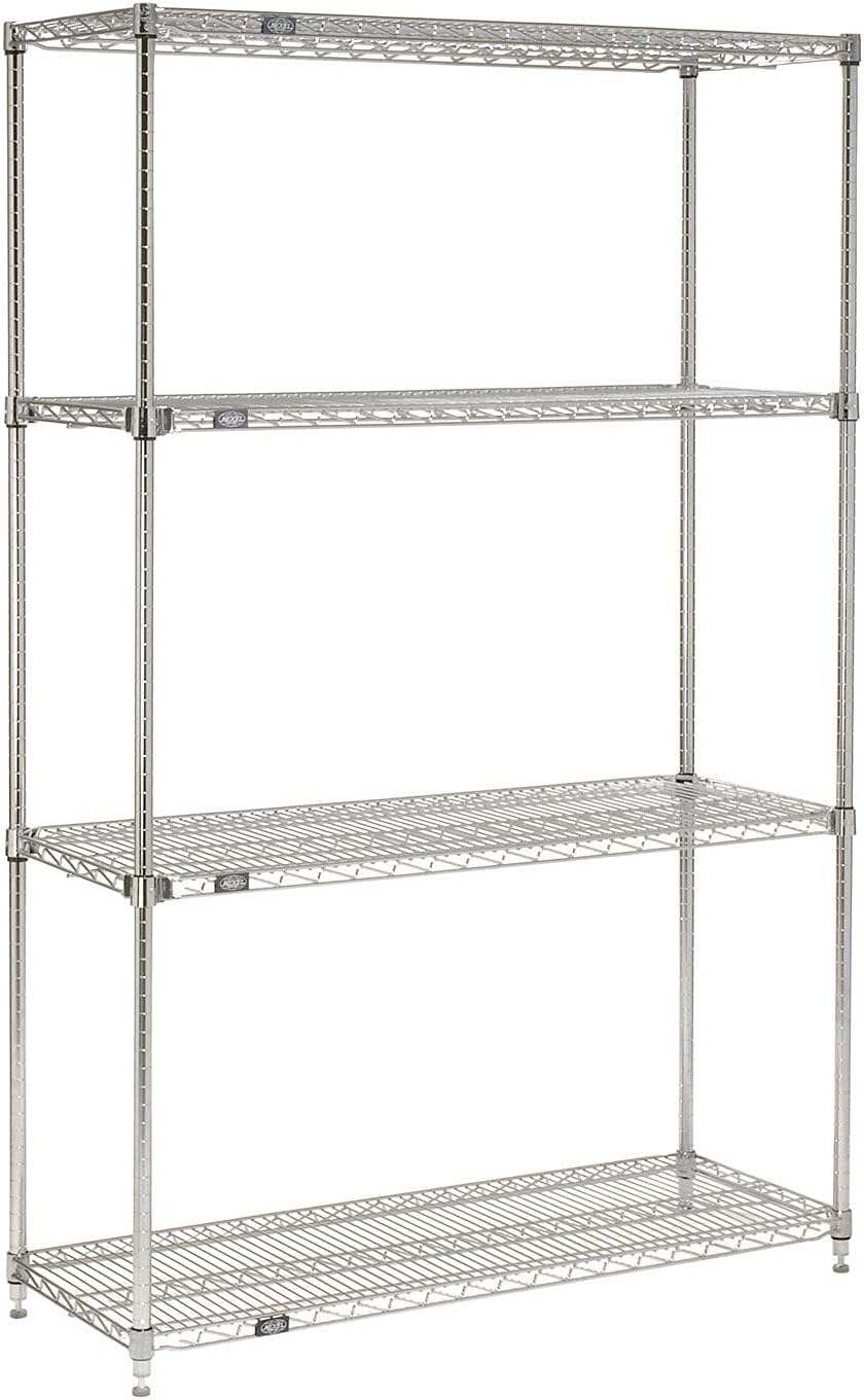 BRAND, CATEGORY, NEXEL, SHELVES, Nexel Quick Adjust Wire Shelving, Chrome, 48x24x63