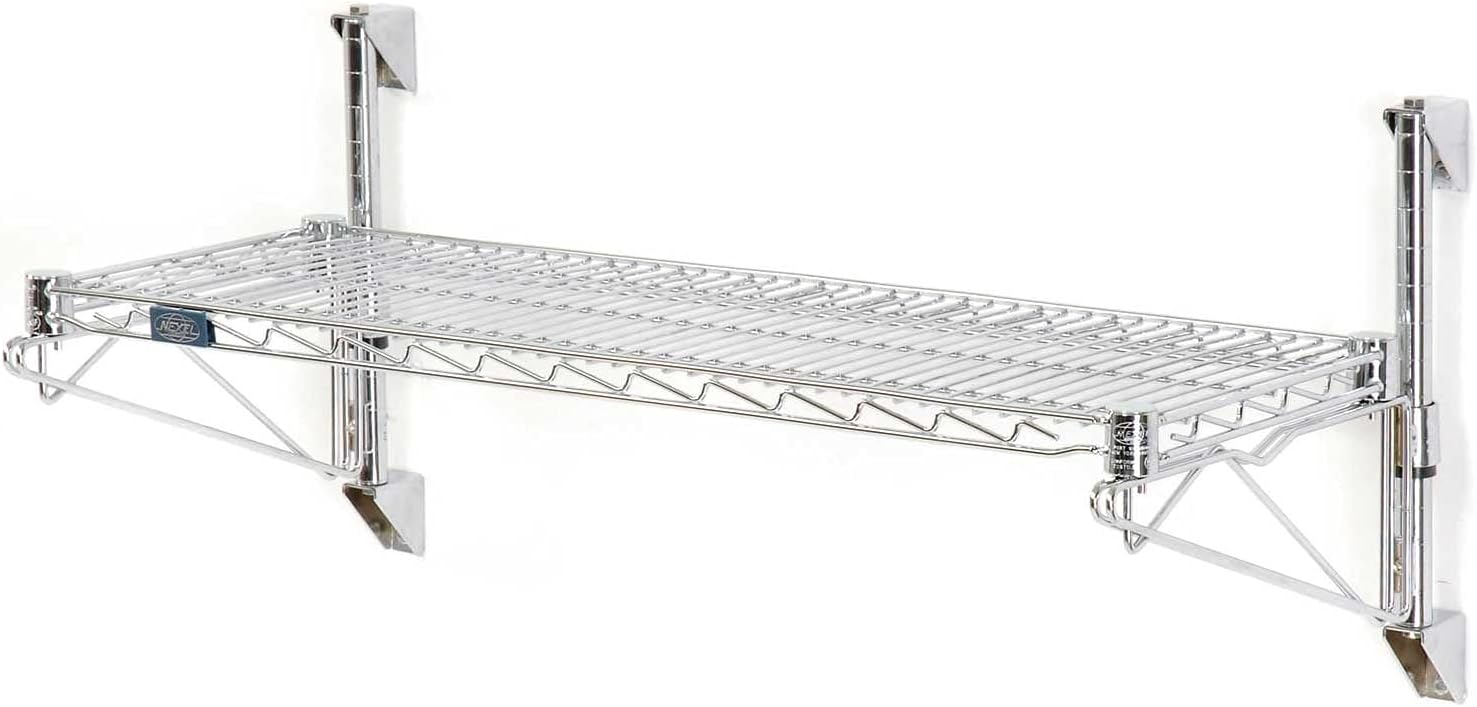 BRAND, CATEGORY, NEXEL, SHELVES, Nexel Wall Mount Wire 1-Shelf Starter Unit, 72" W x 14" D x 14" H