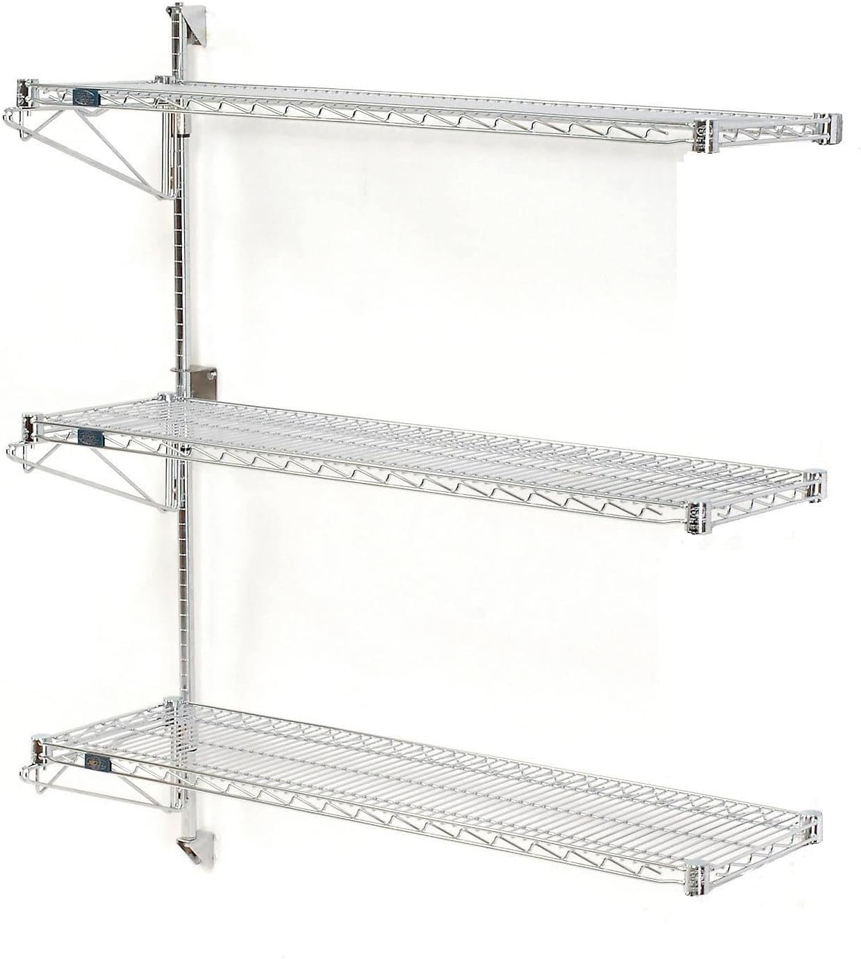 BRAND, CATEGORY, NEXEL, SHELVES, Nexel Wall Mount Wire 3-Shelf Add-On Unit, 54" W x 14" D x 54" H