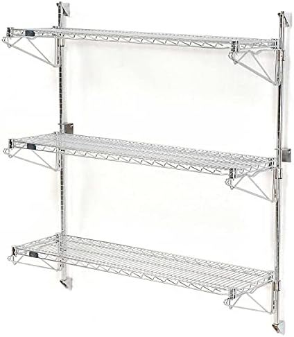 BRAND, CATEGORY, NEXEL, SHELVES, Nexel Wall Mount Wire 3-Shelf Starter Unit, 60" W x 14" D x 54" H