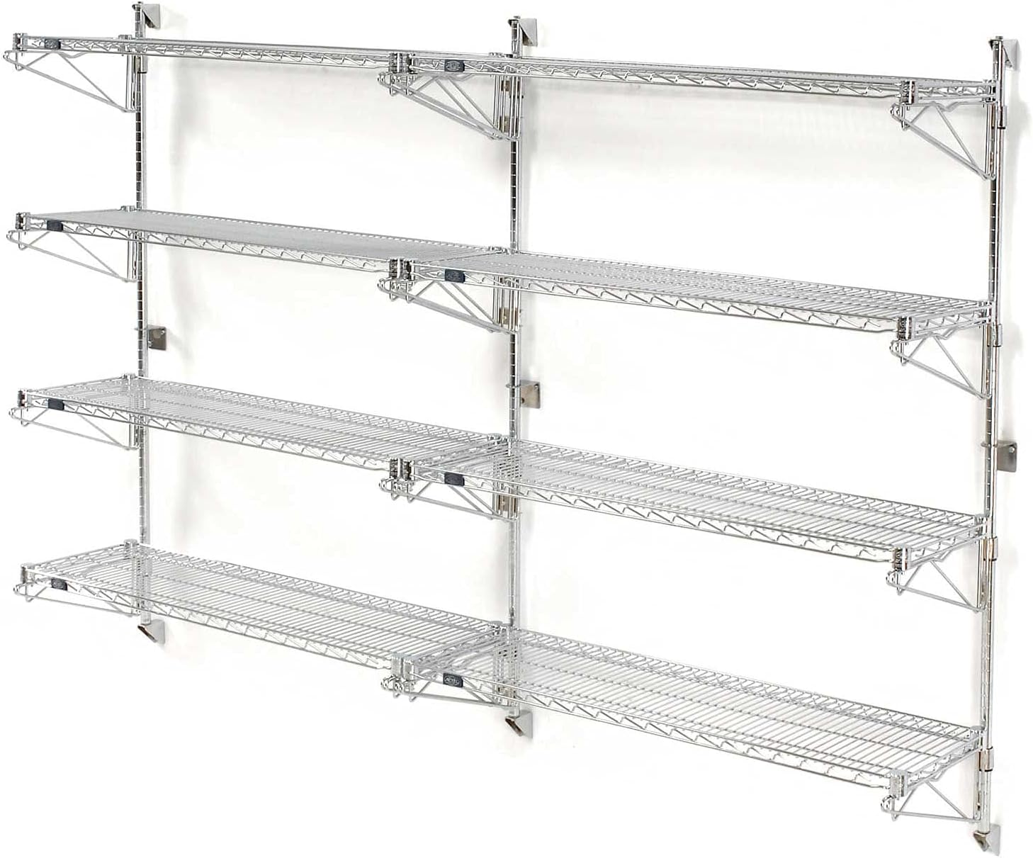 BRAND, CATEGORY, NEXEL, SHELVES, Nexel Wall Mount Wire 4-Shelf Add-On Unit, 48" W x 14" D x 63" H