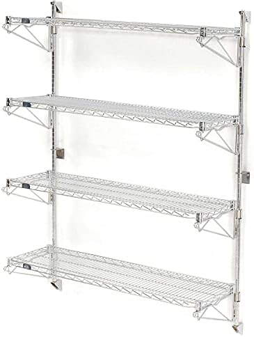 BRAND, CATEGORY, NEXEL, SHELVES, Nexel Wall Mount Wire 4-Shelf Starter Unit, 60" W x 18" D x 63" H