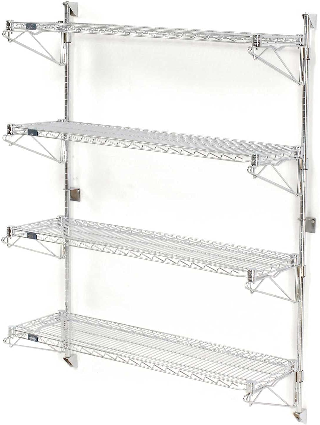 BRAND, CATEGORY, NEXEL, SHELVES, Nexel Wall Mount Wire 4-Shelf Starter Unit, 60" W x 18" D x 63" H