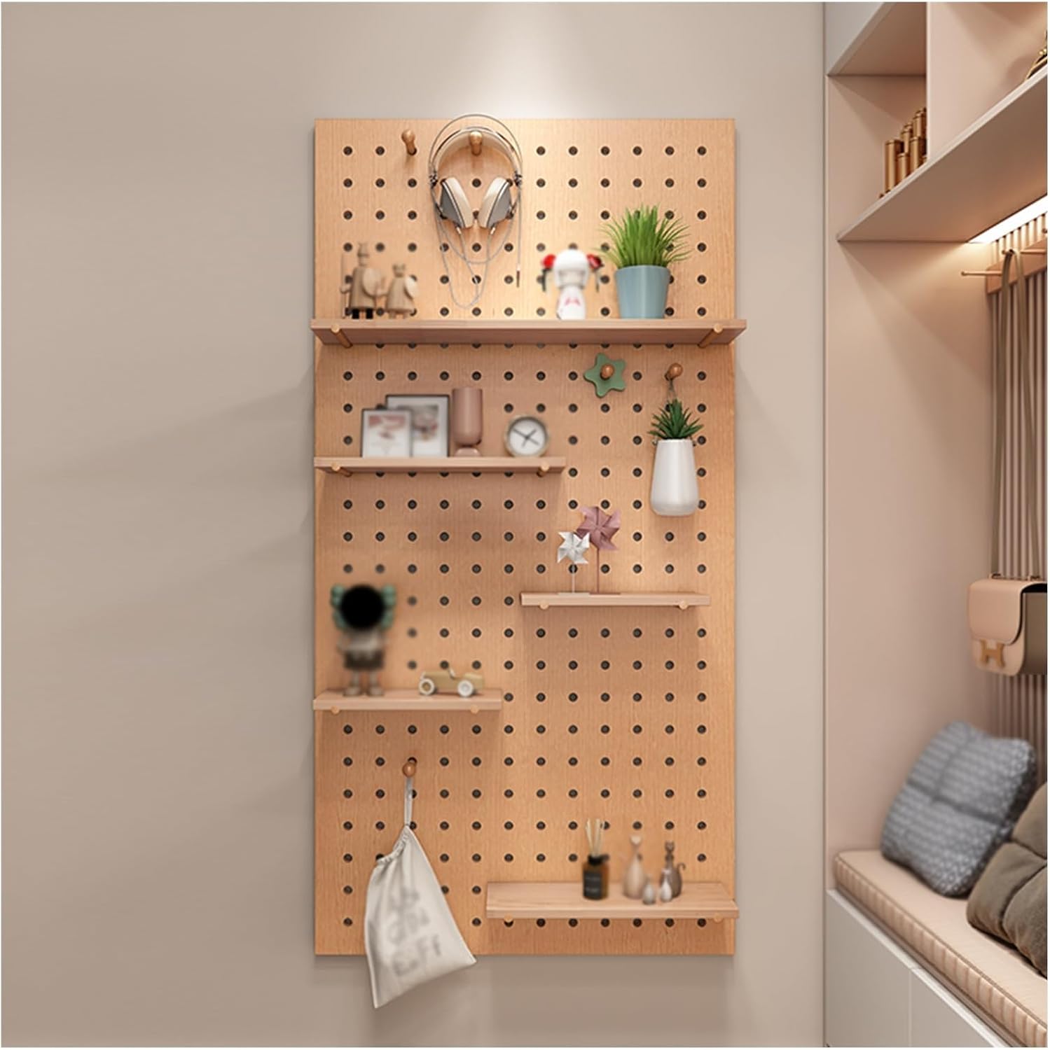 BRAND, CATEGORY, PFCDZDU, STORAGE RACKS, Pegboard Wall Organizer Panels, Wall Mount Display Peg Boards Kit, Bedroom Study Office Bathroom Wall Display Storage Modular Combination Shelf (Color : Green, Size : 40x60cm)