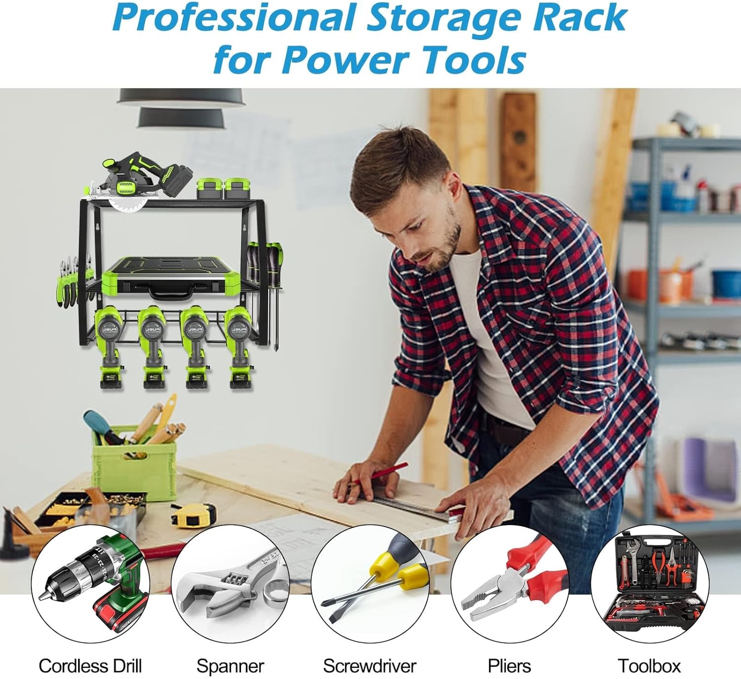 BRAND, CATEGORY, KCHPRO, STORAGE RACKS, Power Tool Organizer, Heavy Duty Metal Floating Tool Shelf, Cordless Drill Holder Wall Mount, Garage Organization Utility Storage Rack, ldeal Gift.(Local warehouse, delivered within a week)