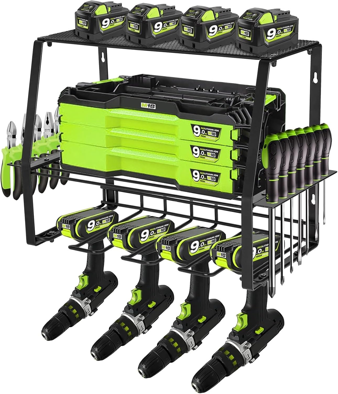 BRAND, CATEGORY, KCHPRO, STORAGE RACKS, Power Tool Organizer, Heavy Duty Metal Floating Tool Shelf, Cordless Drill Holder Wall Mount, Garage Organization Utility Storage Rack, ldeal Gift.(Local warehouse, delivered within a week)