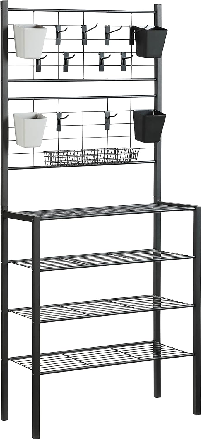 BRAND, CATEGORY, PROMAN PRODUCTS, STORAGE RACKS, Proman Products Handyman Garage 4-Tier Storage Shelf Rack with Accessories for Garage, Kitchen, Home, Bathroom, 30.5" W x 12" D x 66" H