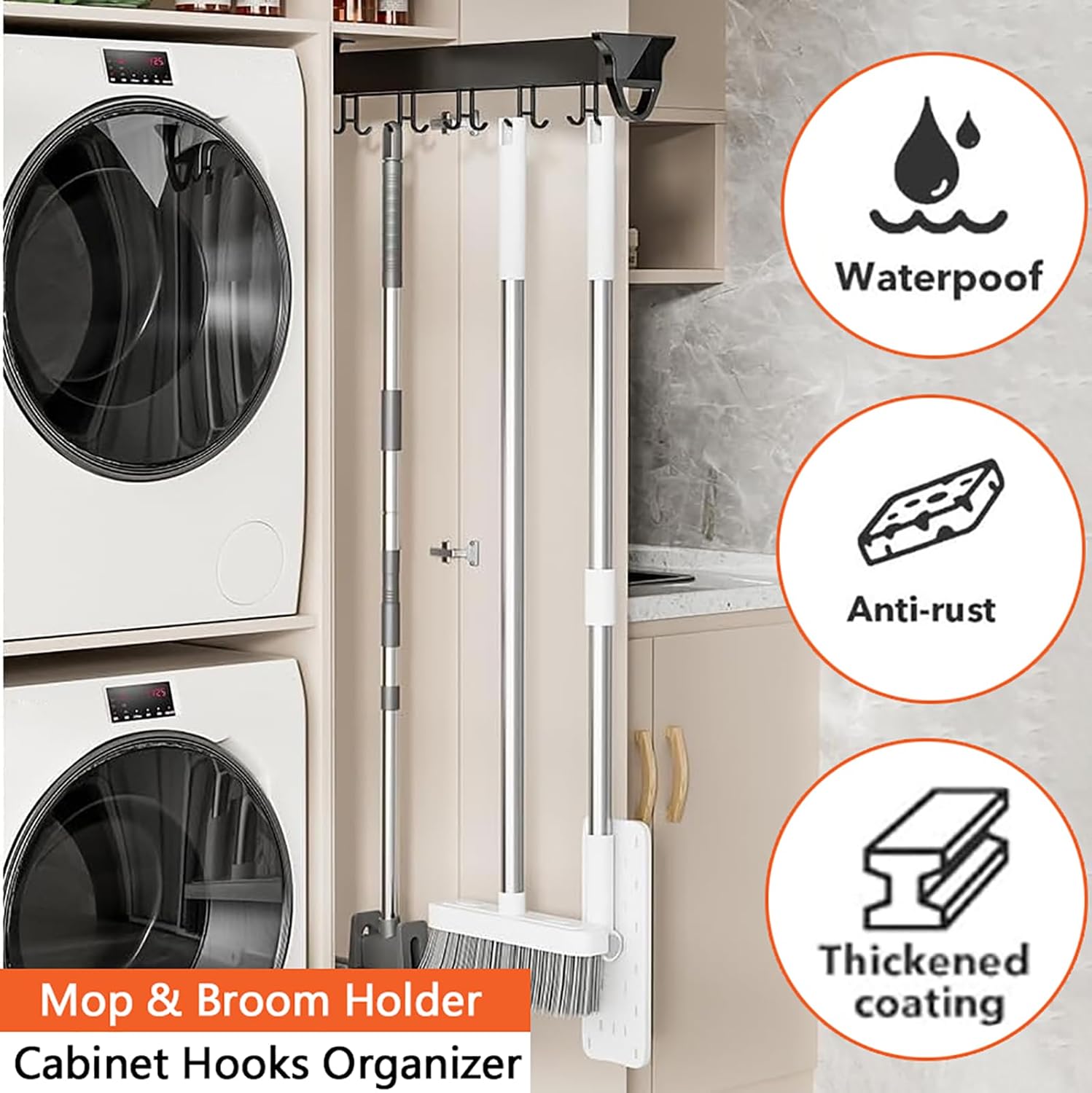 BRAND, CATEGORY, FKKPRVAX, STORAGE RACKS, Pull Out Mop And Broom Holder, Laundry Room Organization And Storage, Garage Organization Hooks, Closet Pull Out Storage Organizer, Garden Tool Organizer For Home Kitchen Garden (10.23in-8 hook)