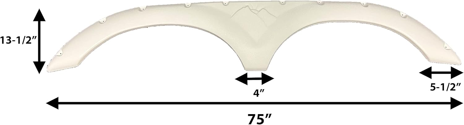 BODY, BRAND, CATEGORY, GENERIC, RV Fender - Skirt - Crepe White - w/Mountain - Predrilled