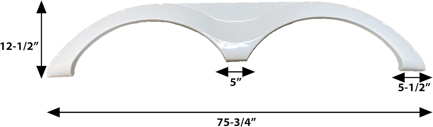 BODY, BRAND, CATEGORY, GENERIC, RV Fender - Skirt - Tandem - Redwood 2020-2022 - White Smooth