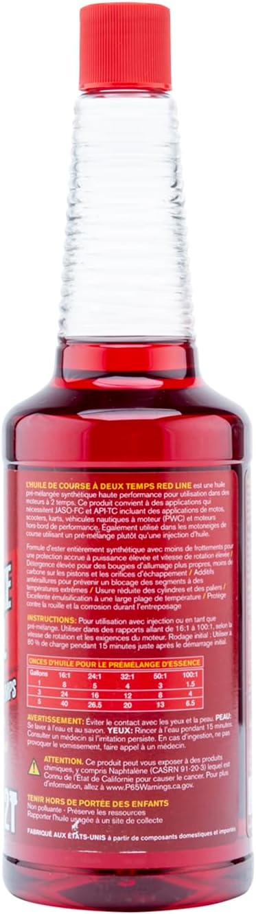 BRAND, CATEGORY, MOTOR OILS, RED LINE, Red Line 40603 Two-Stroke Oil Racing Synthetic - 16 Ounce